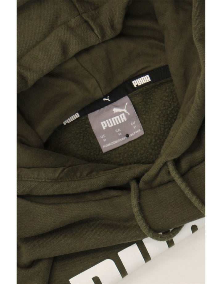 PUMA Mens Graphic Hoodie Jumper Medium Green Cotton Vintage Puma and Second-Hand Puma from Messina Hembry 