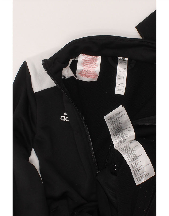 Adidas Jungen-Trainingsanzug-Top-Jacke, 7–8 Jahre, schwarzes Colourblock-Polyester