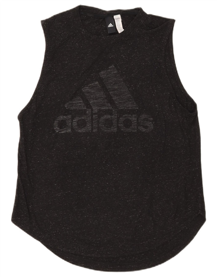Adidas Womens Graphic Vest Top UK 12/14 Medium Black Flecked