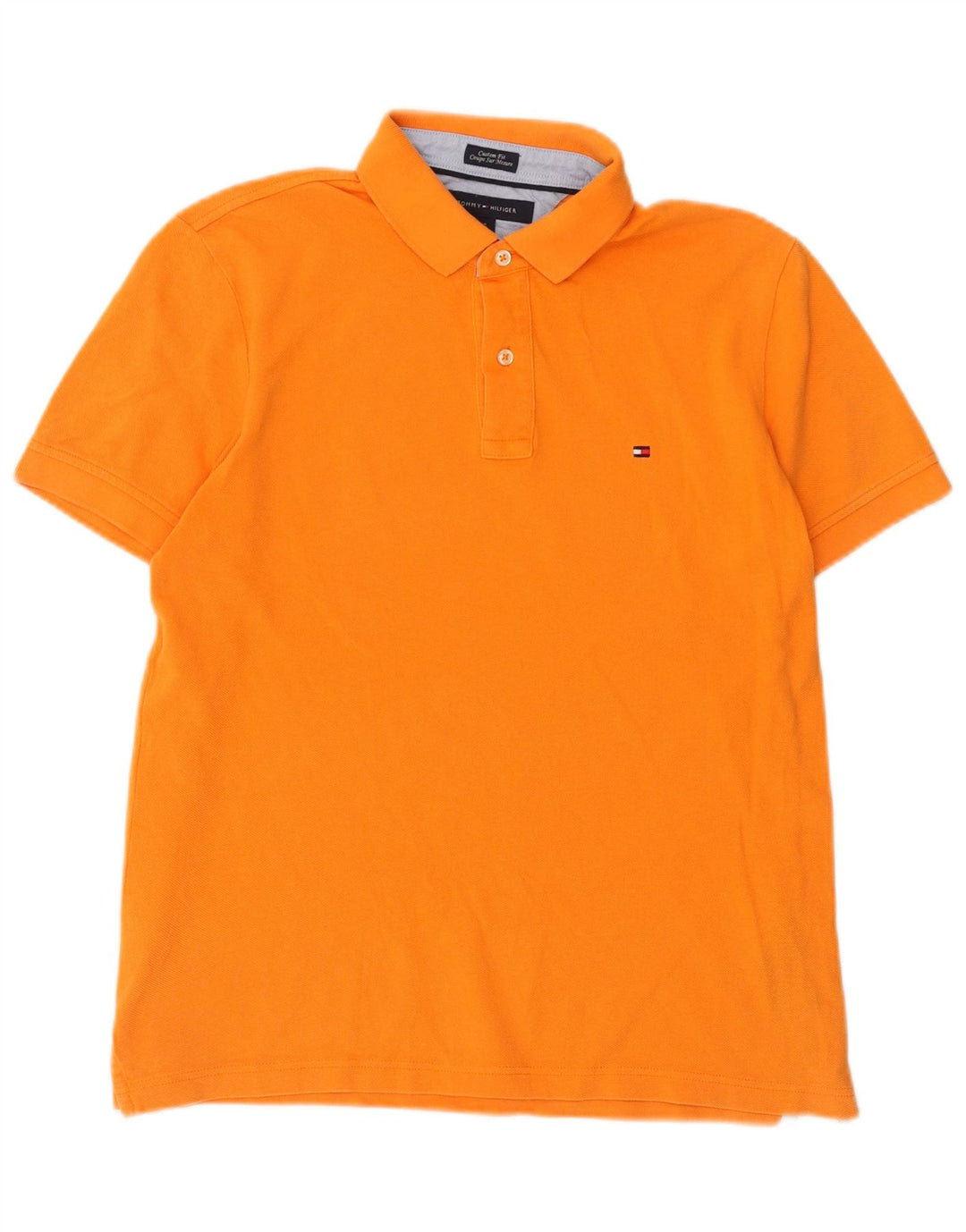 Tommy Hilfiger Mens Custom Fit Polo Shirt Medium Orange Cotton