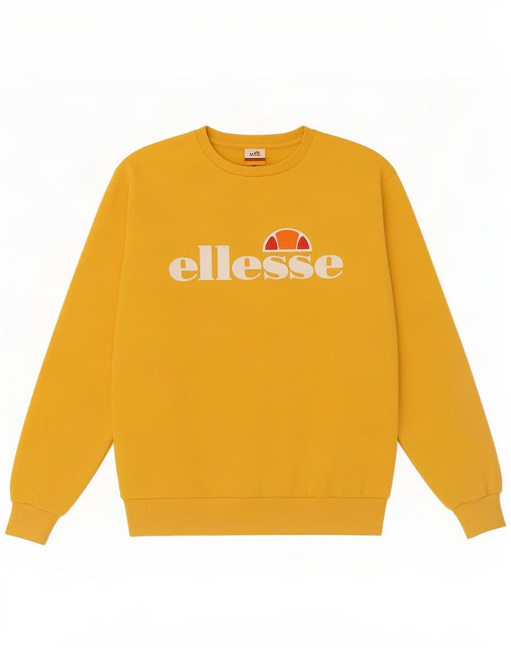 Felpa oversize con grafica da donna Ellesse, maglione UK 10 piccolo giallo