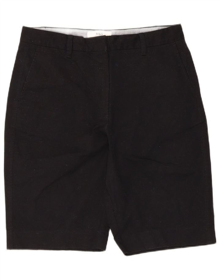 Marks & Spencer Womens Chino Shorts UK 12 Medium W30  Black Cotton