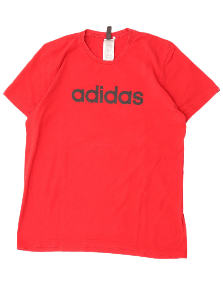 Adidas Mens Graphic T-Shirt Top Medium Red Cotton
