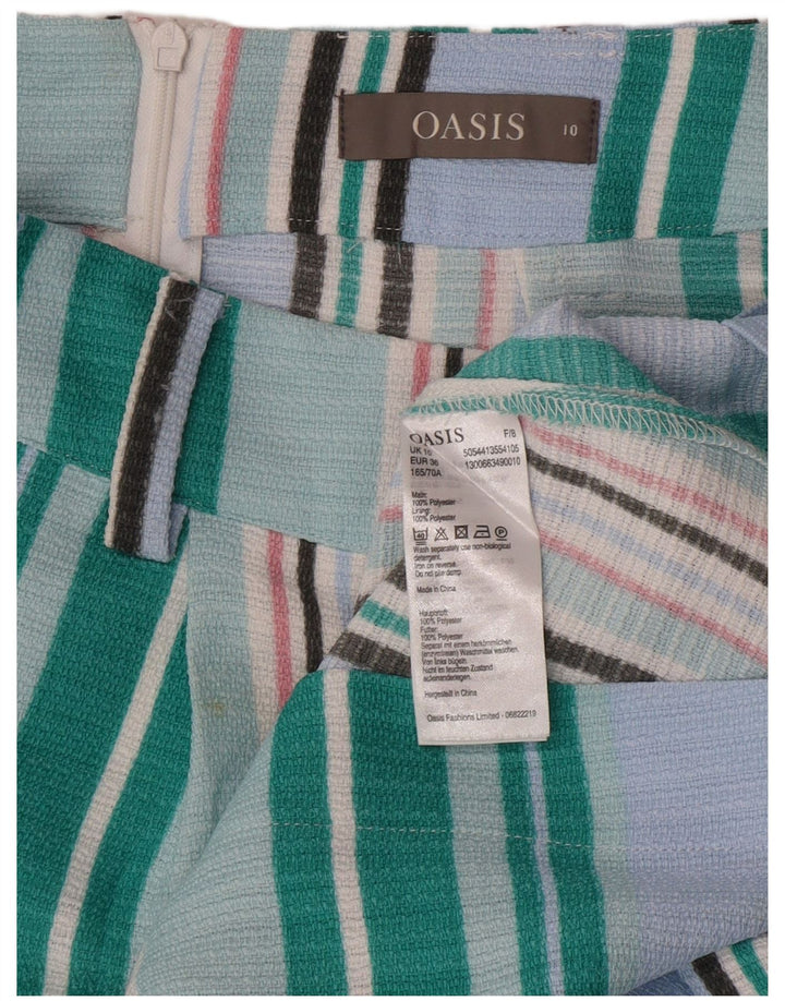 Oasis A-line nederdel til kvinder UK 10 Small W27 blå stribet polyester