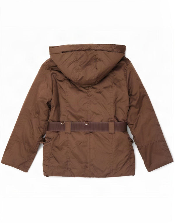 Zara Mujer Chaqueta Acolchada Con Capucha UK 10 Small Marrón Poliéster