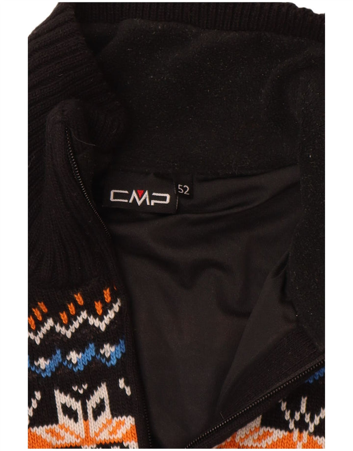 CMP Herre Zip Neck Jumper Sweater IT 52 Large Black Fair Isle Akryl