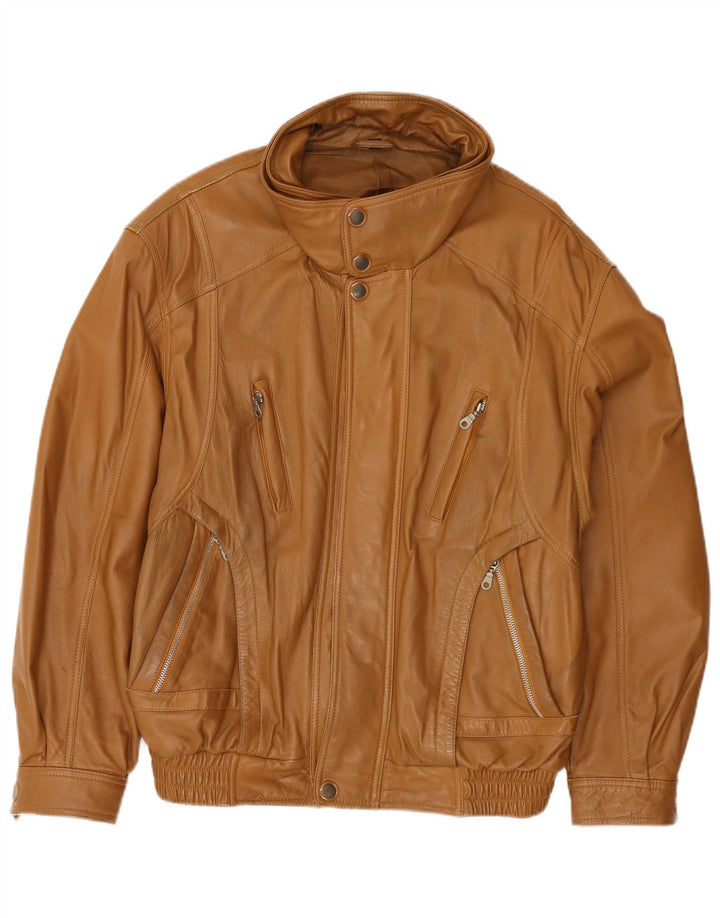 Vintage męska kurtka skórzana bomber EU 50 duża brązowa skóra