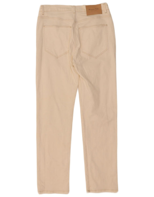 Massimo Dutti Womens Straight Jeans EU 40 Medium W30 L29 Off White Cotton