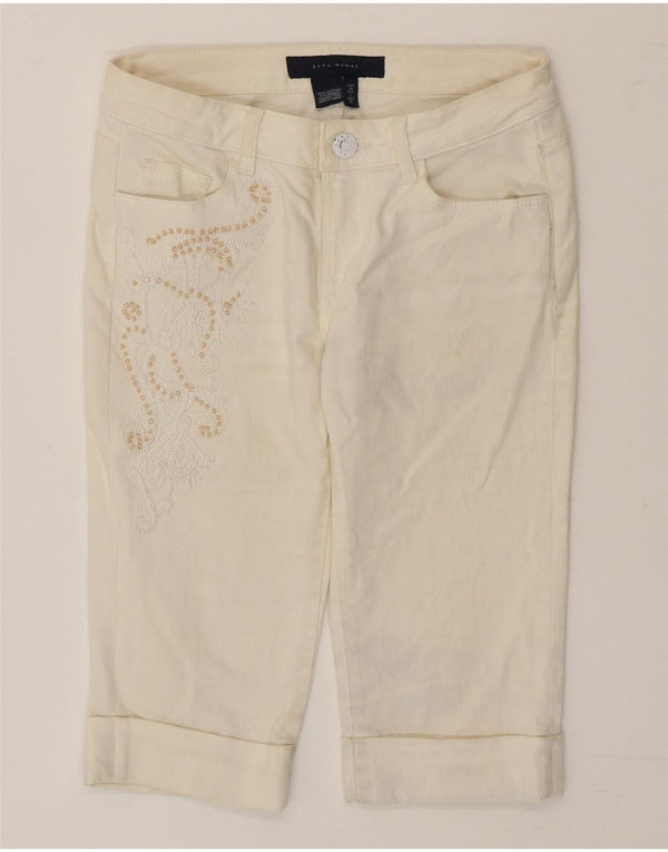 Zara Womens Casual Shorts EU 36 XS W26  White Paisley Cotton