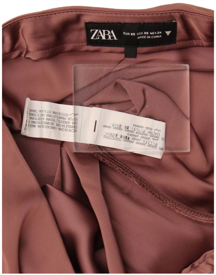 ZARA Womens Maxi Skirt XS W24 Burgundy Polyester