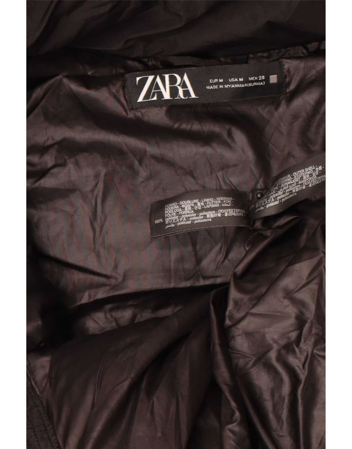 Zara Manteau matelassé surdimensionné à capuche pour hommes UK 14 Polyester noir moyen