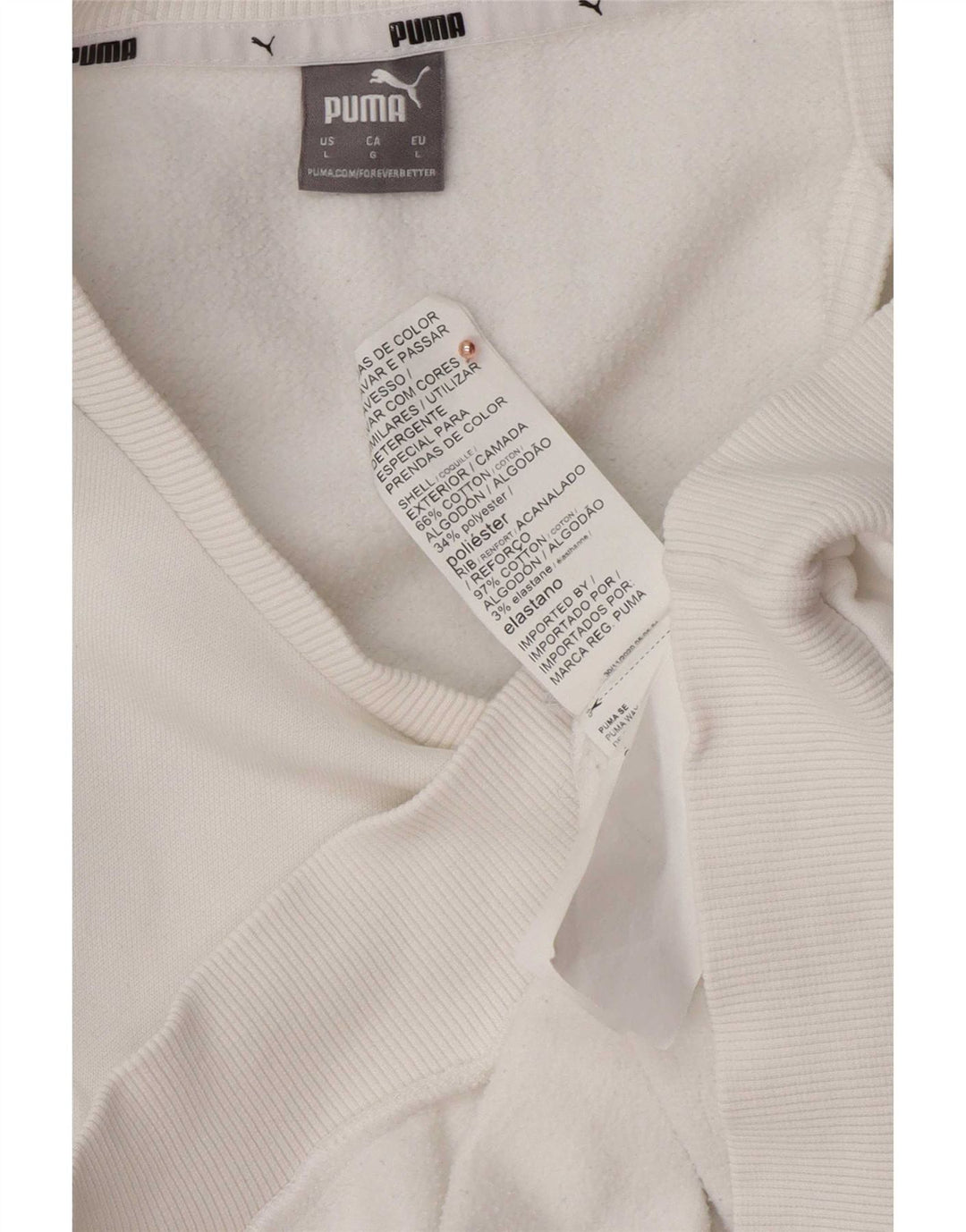 Puma Womens Graphic Sweatshirt Jumper UK 16 Large White Cotton