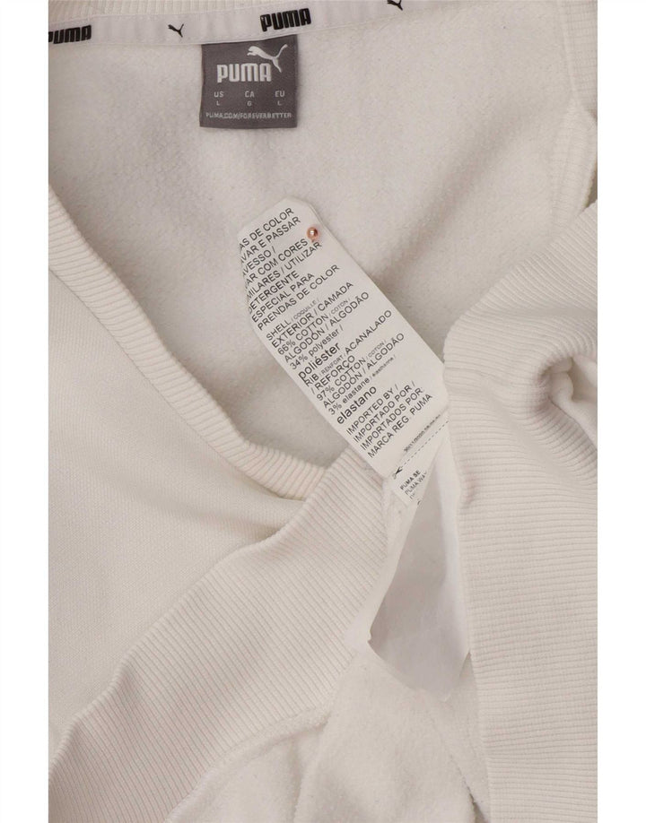 Puma Womens Graphic Sweatshirt Jumper UK 16 Large White Cotton