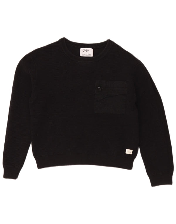 Πουλόβερ Zara Boys Crew Neck Jumper 13-14 Years Μαύρο Βαμβακερό