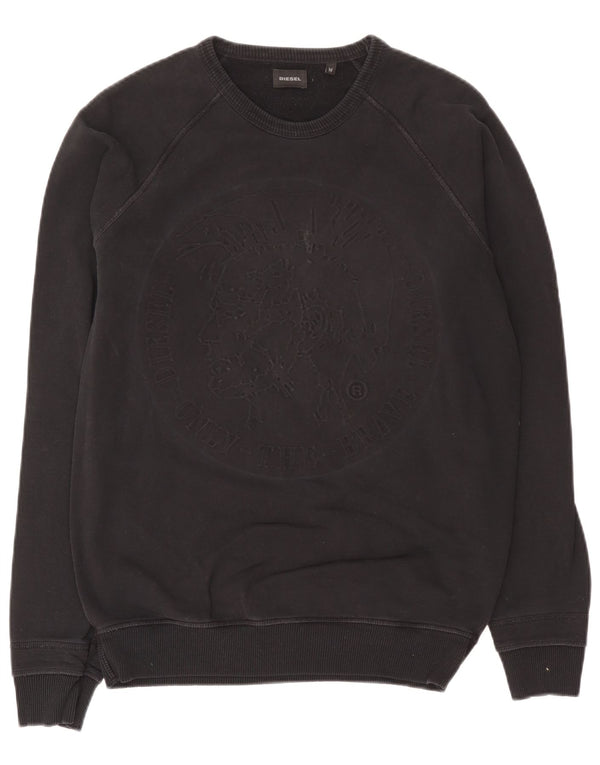 Diesel Herre Grafisk Sweatshirt Jumper Medium Sort Bomuld