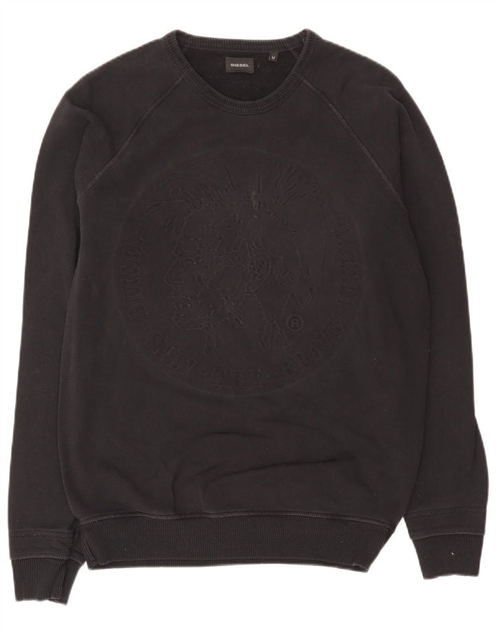 Diesel Herre Grafisk Sweatshirt Jumper Medium Sort Bomuld