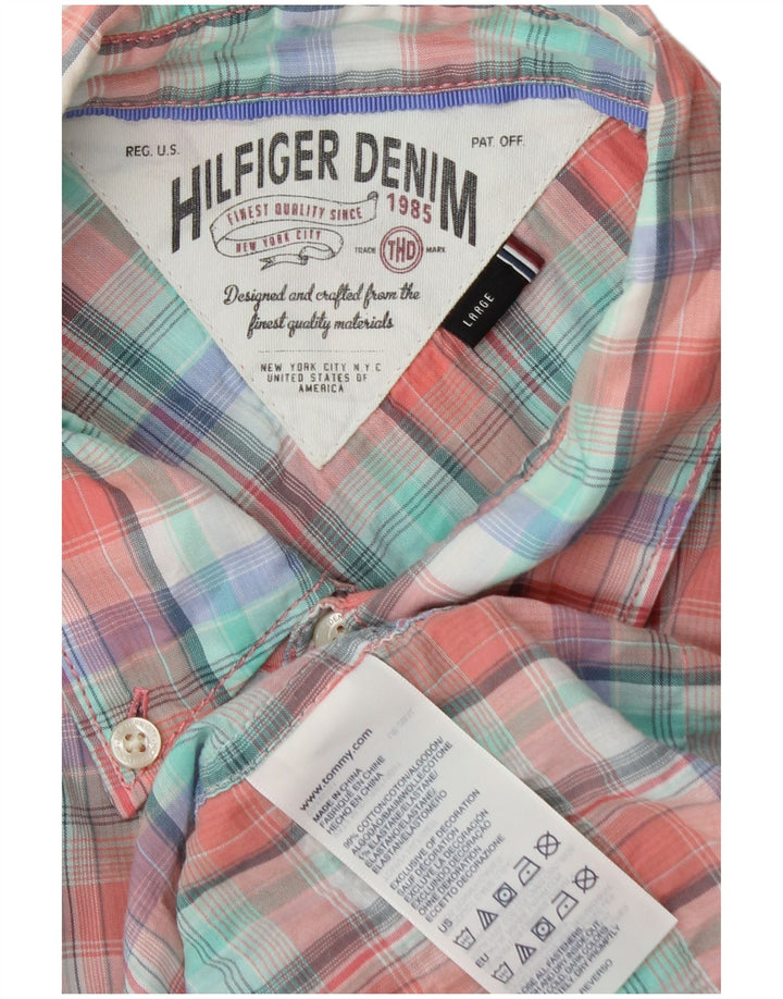 Camicia da uomo Tommy Hilfiger grande cotone a quadri multicolore