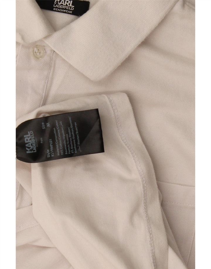 Karl Lagerfeld Mens Polo Shirt Medium White Cotton
