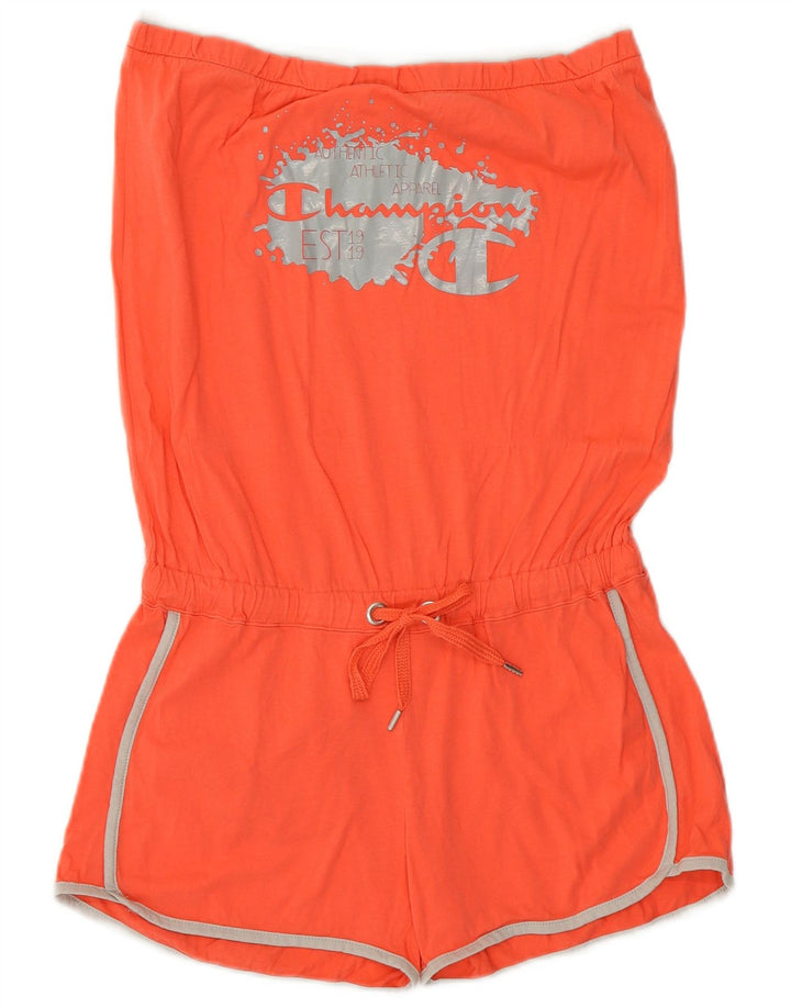 Tuta corta da donna con spalle scoperte con grafica Champion UK 12 arancione medio