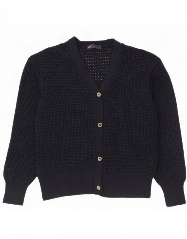 Marks & Spencer Womens Cardigan Sweater UK 10 Small Navy Blue Cotton