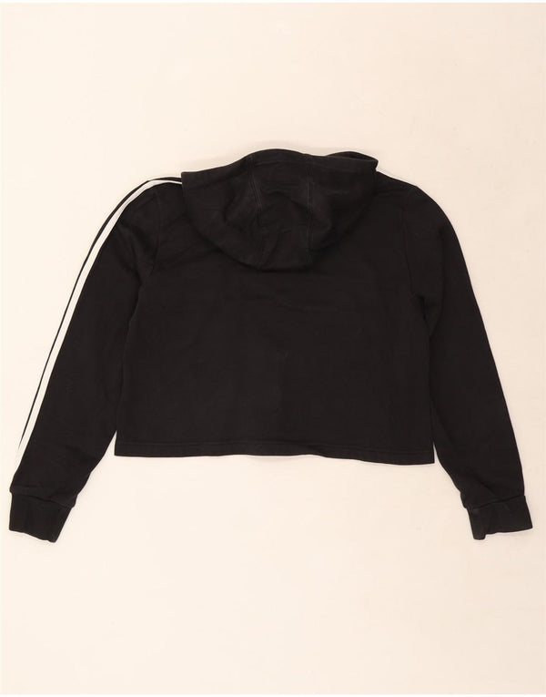 Felpa con cappuccio da ragazza Adidas 14-15 anni in cotone color block nero
