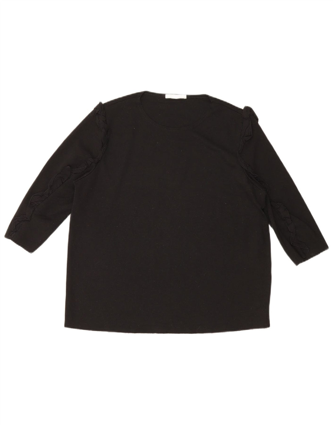 Zara Womens Top 3/4 Sleeve UK 16 Large Black Cotton