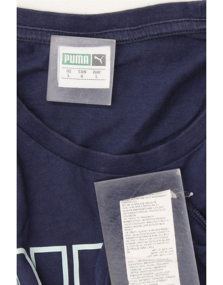 Puma Mens Graphic T-Shirt Top Large Navy Blue Cotton