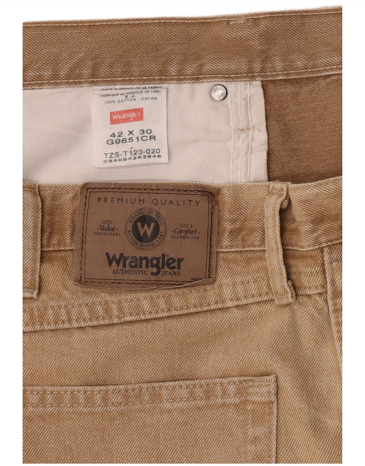 Wrangler Mens Straight Jeans W42 L30 Beige Cotton