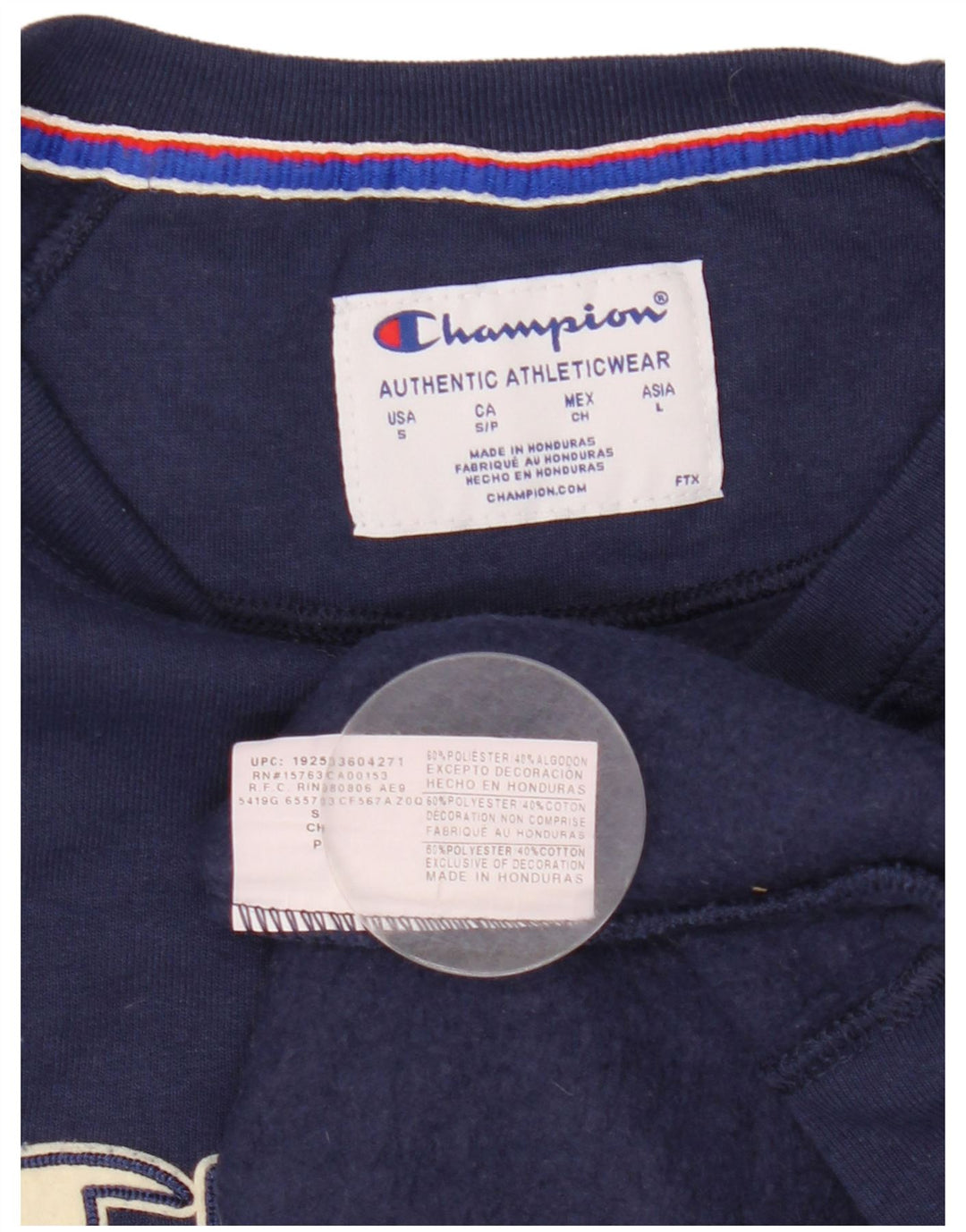 Champion Womens Graphic Oversized Sweatshirt Jumper UK 10 Small Navy Blue