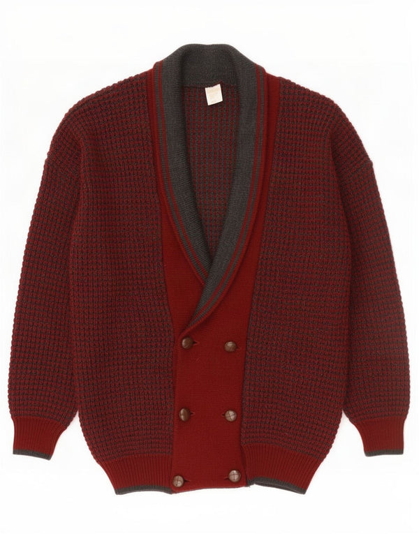 Vintage męski sweter kardigan IT 48/50 średnia bordowa wełna
