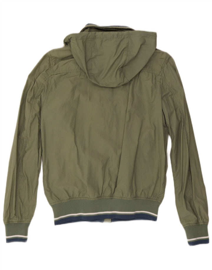 Playlife Mens Hooded Bomber Jacket UK 38 Medium Green