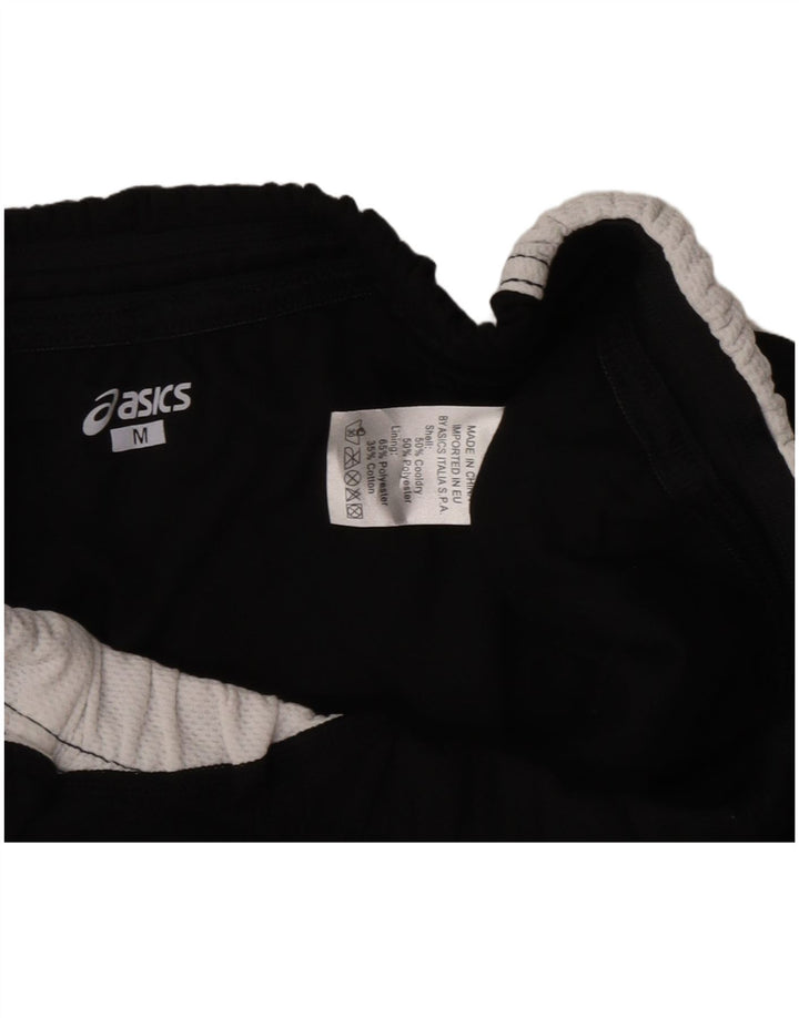 Asics Womens Graphic Sports Shorts UK 12 Medium Black Colourblock Polyester