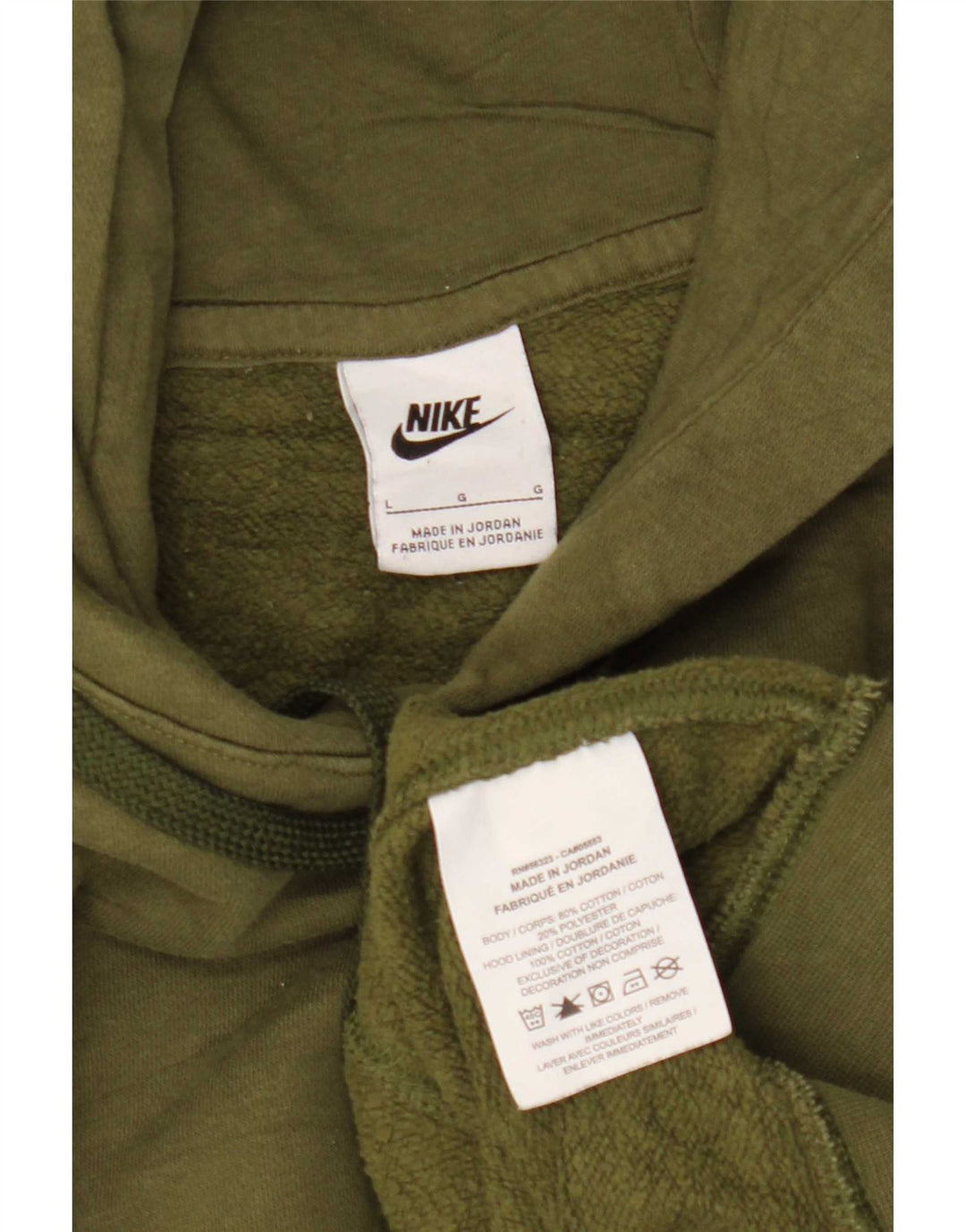 Nike Mens Hoodie Jumper Large Khaki Cotton