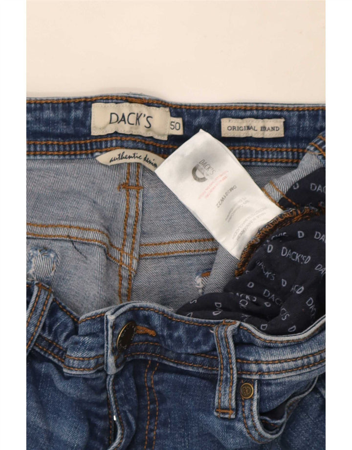 Jeans dritti da uomo dalla vestibilità regolare di Dack IT 50 Large W34 L28 in cotone blu