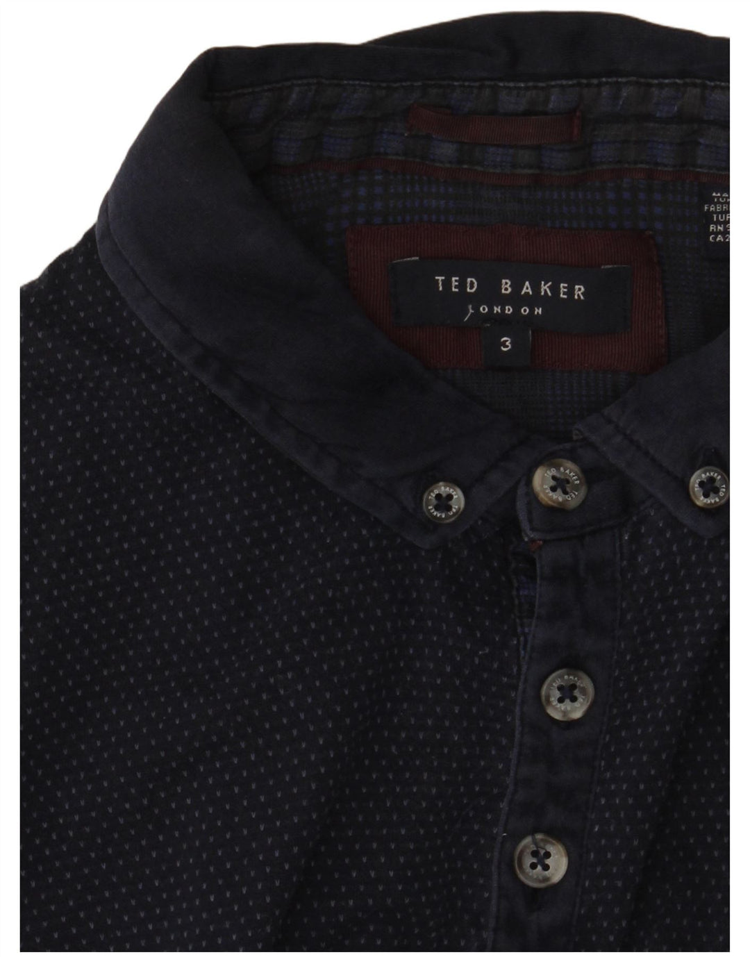 Ted Baker Polo para hombre talla 3 mediano azul marino