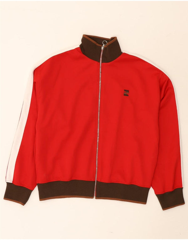 Zara Herren-Trainingsanzug-Topjacke, großes rotes Farbblock-Polyester