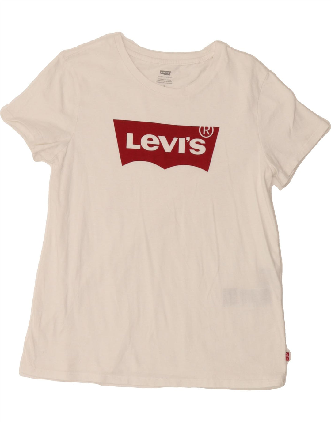 LEVI'S Womens Graphic T-Shirt Top UK 12 Medium White Cotton Vintage Levi's and Second-Hand Levi's from Messina Hembry 