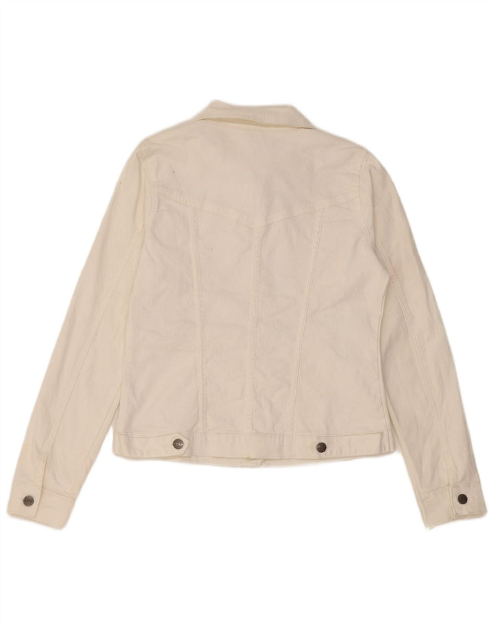 Lee Damen Riders Jeansjacke UK 10 Small Weiße Baumwolle