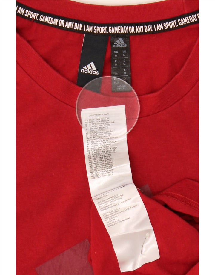 ADIDAS grafisk t-shirt til mænd, medium rød bomuld