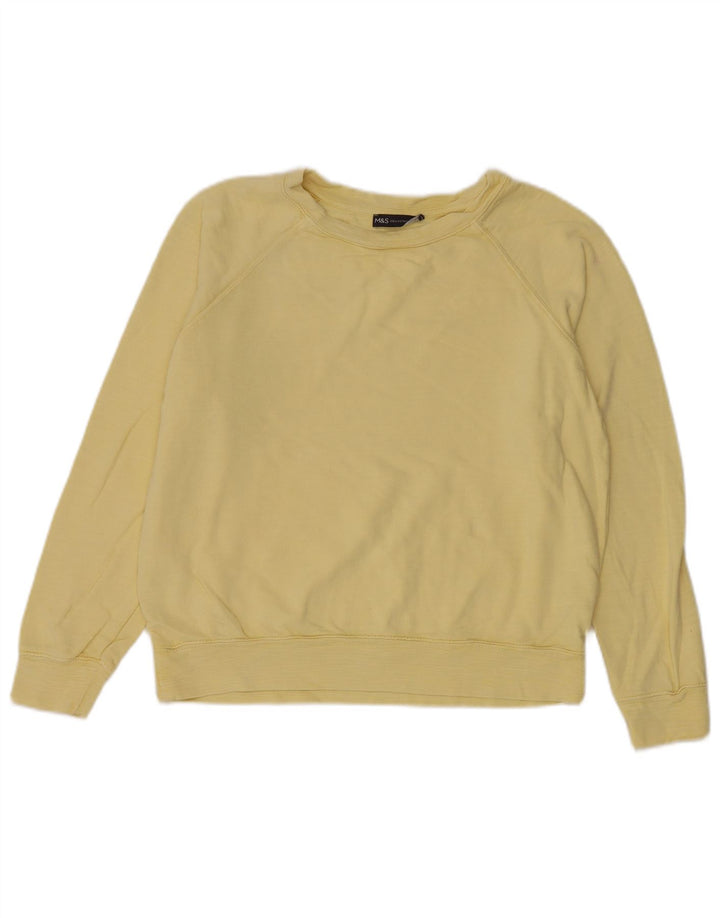 Marks & Spencer Womens Sweatshirt Jumper UK 14 Large Yellow Cotton