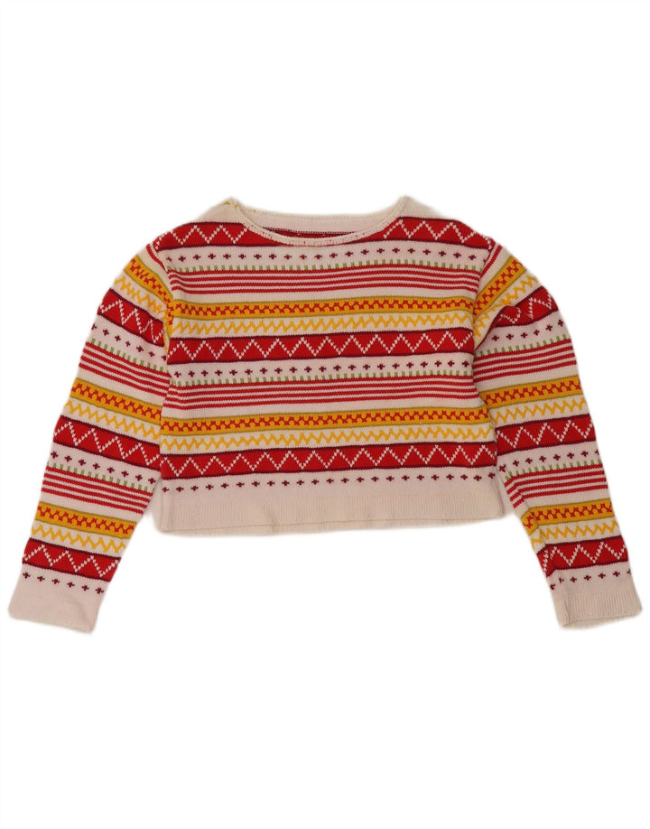 Vintage Dame Boat Neck Jumper Sweater UK 12 Medium Multicolored
