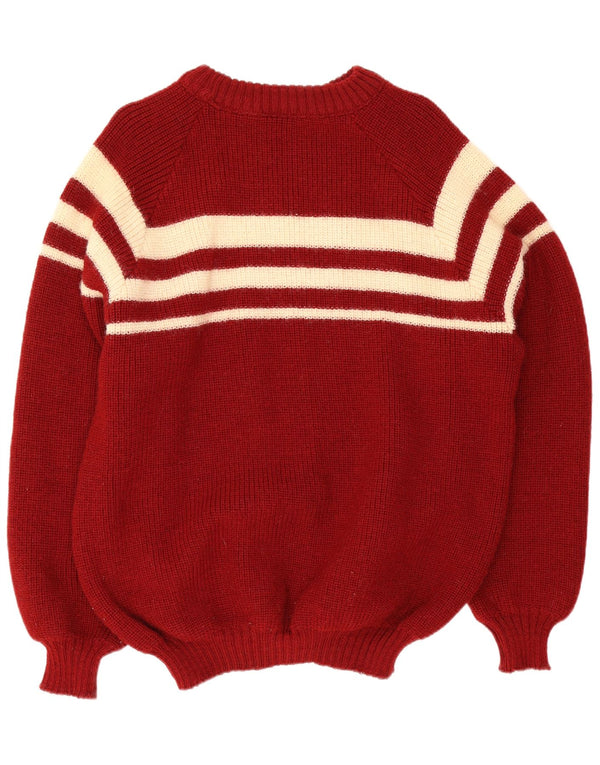 Le Tricot Marine férfi nyakú pulóver XL piros csíkos gyapjú