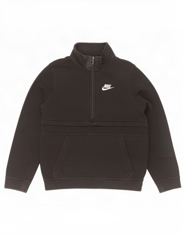 Felpa Nike da ragazzo con zip e collo, 12-13 anni, grande, cotone nero