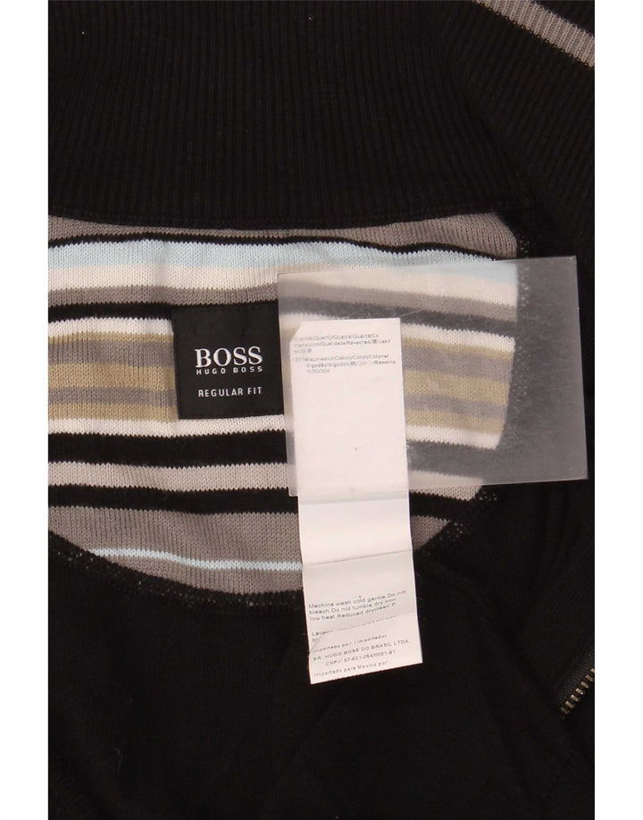 Hugo Boss Mens Regular Fit Cardigan Sweater Large Black Cotton