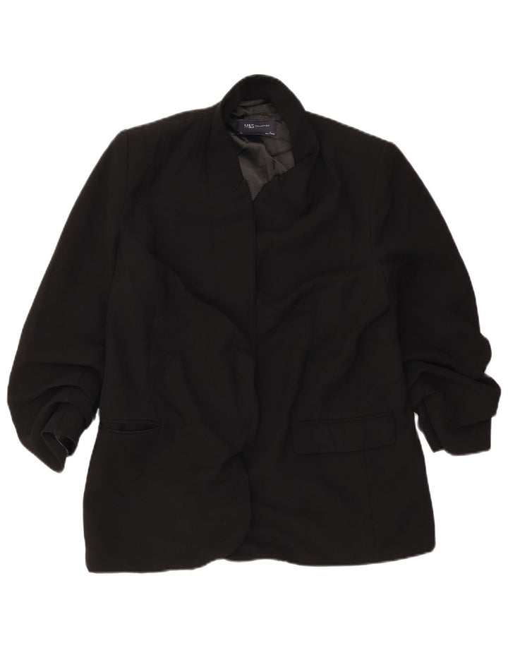 Marks & Spencer Womens Open Blazer Jacket UK 14 Large  Black Polyester