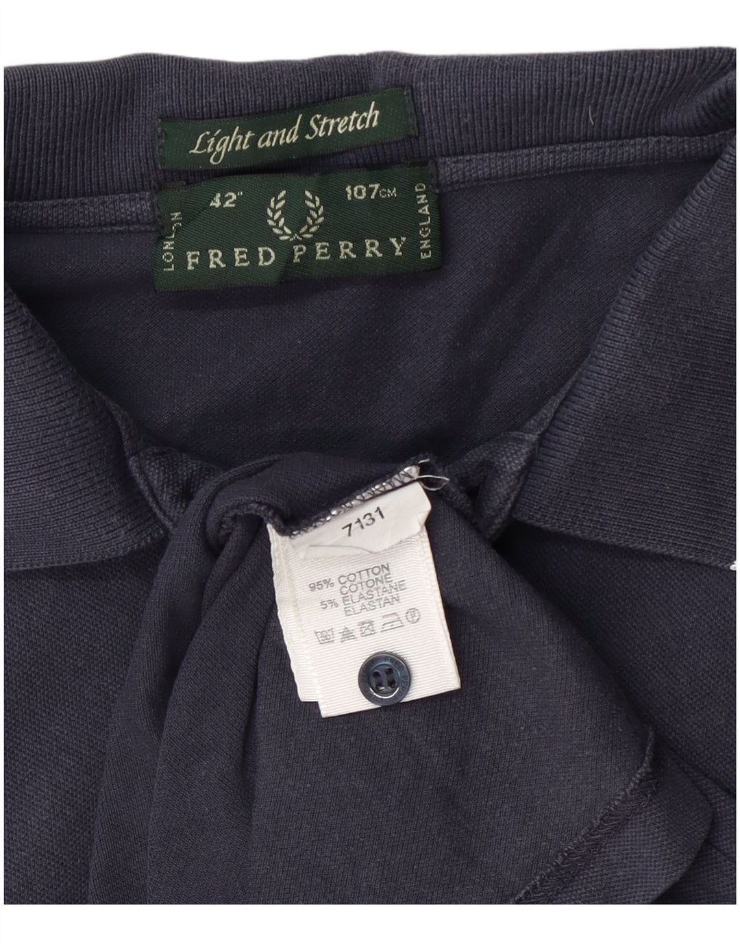 Fred Perry Mens Light and Stretch Polo Shirt Medium Navy Blue Cotton