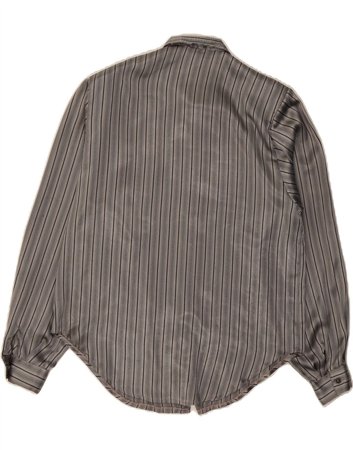 VINTAGE Womens Shirt Blouse UK 16 Large Grey Striped Vintage Vintage and Second-Hand Vintage from Messina Hembry 