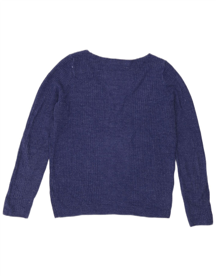 Marks & Spencer Womens V-Neck Jumper Sweater UK 14 Medium Blue Flecked