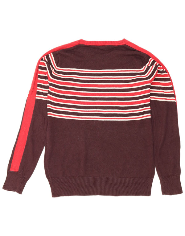 Gap Womens Boat Neck Jumper Sweater UK 10 Small Brown Striped Cotton
