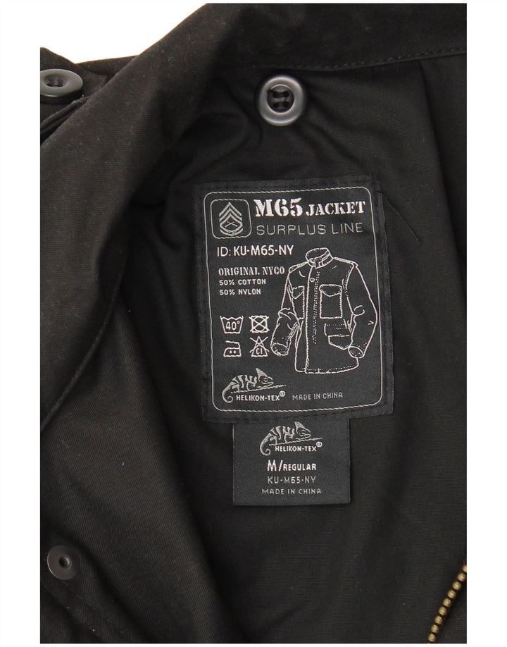 Vintage Mens Regular Fit Military Jacket UK 38 Medium Black Cotton